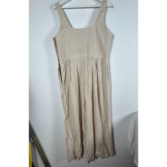 Banana Republic Womens Linen Blend Wide-Leg Sleeveless Jumpsuit 10 Beige New - Picture 2 of 13